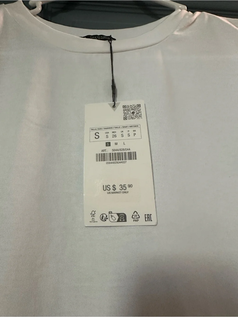 Zara White Crewneck Long Sleeve Shirt with Retail Tag - Picture 3 of 8